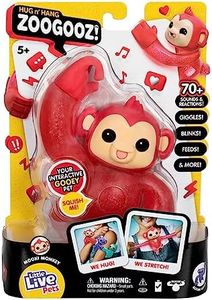 Little Live Pets Hug n' Hang Zoogooz - Mookie Monkey. an Interactive Electronic Squishy Stretchy Toy Pet with 70+ Sounds & Reactions. Stretch, Squish & Link Their Hands Medium