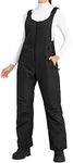 Ohuhu Ski Trousers Womens Waterproof Insulated Thermal Snow Bibs Overalls Ladies Outdoor Snowboard Bibs Pants Midnight Black