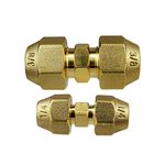 2Pieces Copper Pipe Extension Joint Connectors for Air Conditioning Pipe Coupling Adapters with Flare Nuts and Connectors for Copper Tube Diameter 3/8 and 1/4-Inch