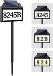 Solar Power Address Sign, House Numbers for Outside Rechargeable LED Illuminated Lighted Address Signs with Outdoor Waterproof, Address Plaque with 3 Color Temperature for Street Yard Home, Black