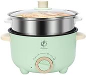 Drizzle 3L Hot Pot Cooker Skillet Steamer - Multifunction Frying Pan 110V Non-Stick Grill 3L Stir-fried Stewed Cookware Steak Noodle Ramen Shabu Shabu Pot - Home Party Kitchen Dorm Cooking Green