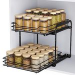 AIRUJIA Pull Out Cabinet Organizer Spice Racks, 2-Tier Spice Rack Height Adjustable, Cupboard Spice Rack, Kitchen Storage Shelf for Inside Cupboard, Heavy Duty Metal Spice Rack L10.4*W9*H9inch