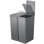 EKO Morandi Twin Pack (2 x 40L) Kitchen Bin with Touch-Top Lids, Plastic Double Bins with Recycling Stickers and Easy-Clean Finish, for Home or Office, Dark Grey
