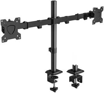 KOORUI Dual Monitor Stand, Heavy Duty Fully Adjustable Monitor arms for 2 Monitors up to 27 inches, Max 22lbs, Monitor arm for Desk with Max VESA 100x100mm, Black, KR20G