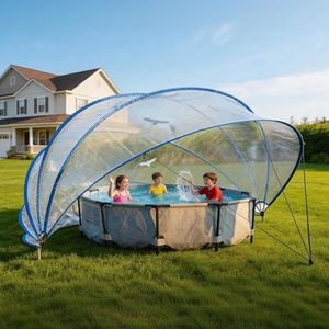 YULEESIYIP 18-Foot Retractable Pool Cover, PVC Film Fiberglass Rod Pool Fence, Outdoor Swimming Pool Accessories