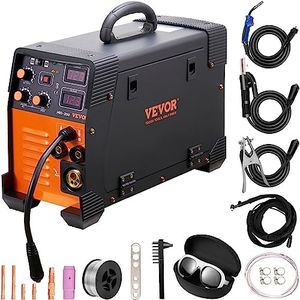 VEVOR Máquina de Soldadura 3 en 1 Soldador Inversor 30-200 A Soldadora MIG-200 MIG MMA TIG de Pantalla Digital 2,2-12 m/min Grosor del Cable de 0,8 mm, 1,0 mm para Soldar Aleación, Acero, Hierro