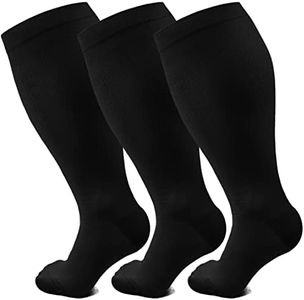 Plus Size Compression Socks for Women Men Wide Calf 15-20 mmHg Extra Large for Circulation Support Recovery