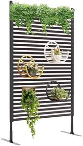 FOLLOOK Outdoor Privacy Screens Freestanding, 36'' Wx71'' H Overall Poly-Coating Steel Pipes and Slats, Rustproof Brown Metal Decorative Fence Panels for Outside Backyard Garden Patio Privacy Screen