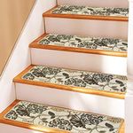 Seloom Indoor Non-Slip Stair Treads Carpet with Skid Resistant Rubber Backing, Specialized for Wooden Steps, 30"x8",Beige