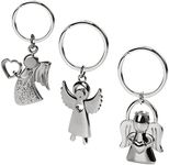 QOPAHI Guardian Angel Keyrings for Women with Heart Car Mum Keyring Best Friend Keyring Drive Safe Keyring Angel Gifts for Friends Girls Keepsake（3Pcs Different Shapes）