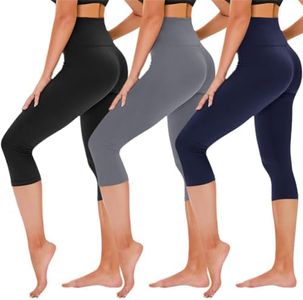 TNNZEET 3 Pack Capri Leggings for Women - Tummy Control Black Leggings High Waisted Yoga Pants Workout Cycling Leggings