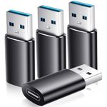 Renmou USB to USB C Adapter 4 Pack for Serial Adapter-Black