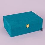 Each and Everything Luxury Classic Ornament Decorative Velvet Suede Trunk Box For Gifting And Storage By Each And Everything (Green)