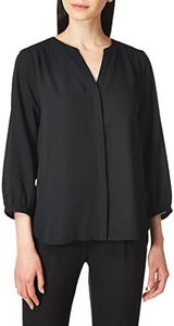 NYDJ Womens Three-Quarter Sleeve Pintuck | Classic Lightweight top Blouse, Black, XX-Small US, Black, XX-Small