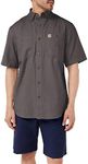 Carhartt Men's Rugged Flex Rigby Short Sleeve Work Shirt, Gravel, X-Large