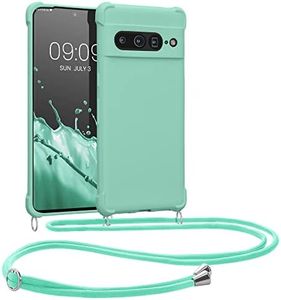 kwmobile Coque Collier Compatible avec Google Pixel 7 Pro Coque - Coque Housse en Silicone avec Collier Menthe glaciale