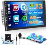 [4+64G] Hikity Android 13 Car Stereo Double Din Radio, 10.1 Inch IPS Touch Screen Car Stereo Wireless Apple Carplay Android Auto Car Radio Bluetooth GPS WiFi 32EQ DSP FM RDS SWC+Mic, AHD Backup Cam