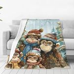 Gorilla Blanket Family of Apes Decor Inspirational Throw Blanket Gifts for Girls Boys Winter Couch Bedding Super Warm Soft Plush Lightweight Fleece Flannel Blanket for Kids Adults Men Women 80"X60"