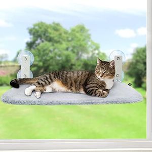 GUUSII HOME Cat Hammock Window Lounger Window Cat Bed Cat Hammock Holds up to 25 kg (Grey, M)