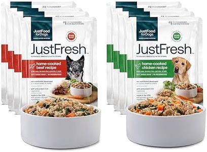 JustFoodForDogs JustFresh Wet Dog Food, Fresh Pet Meals and Toppers with No Preservatives, Resealable Package, Human Grade, Home-Cooked Beef & Chicken, 12 oz - 8 Pack