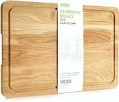 Oak Wooden Chopping Board by Harcas. Extra Large Size Cutting Boards for Kitchen 45cm x 30cm x 2cm. Best for Meat, Vegetables and Cheese. Professional Grade Wood for Durability. Drip Groove