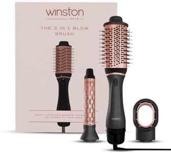 WINSTON 3 in 1 Hair Styling Blow Brush Grey – Blow Dryer, Curling Iron, & Volumizing Brush with Adjustable Heat Versatile Hair Tool - 1 Year Warranty