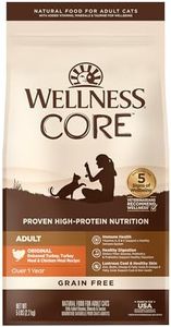 Wellness CORE Adult Dry Cat Food for Indoor & Outdoor Cats, Grain-Free, Natural, Original Turkey, Turkey Meal & Chicken (5 Pound Bag)
