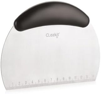 Clazkit Stainless Steel Scraper | Dough Cutter Chopper | Smoother Icing Fondant Cake Decorating Baking Tool with TPR Handle & Scale - Pack of 1
