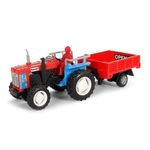 Tzoo Technology and You Pull Back Action Tractor with Trolley Toy | Miniature Model Tractor Toy with Deatachable Trolley | Ideal Gift for Kids Age 3+ Years - Multicolor (Pack of 1)