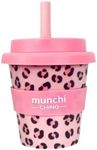 munchi Babycino Cup for Kids - Leopard Print Design, Reusable Bamboo Based Cup Includes Silicon Straw, 120ml Capacity (4oz)