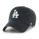 '47 MLB Los Angeles Dodgers Clean Up Unisex Baseball Cap, Adjustable Strap & Buckle, White Logo, Colour Black