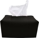 carrotez Tissue Box Cover, [Refined] Modern PU Leather Rectangular Tissue Box Holder - Decorative Holder/Organizer for Bathroom Vanity Countertop, Night Stands, Office Desk 9.5"X5"X5" - Black