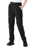 JHMORP Women's Hiking Cargo Pants Stretch Lightweight Water Resistant Quick Dry Travel Work Pants with Pockets (Black,CA XL)