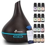 Diffuserlove 500ML Essential Oil Diffuser Ultrasonic Aromatherapy Fragrant Oil Vaporizer Humidifier with Adjustable Mist Mode, 7 Color LED, 4 timers, Waterless Auto-Off for Office Home Bedroom