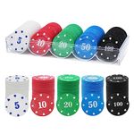 VicBou Plastic Poker Chips 100 Poker Chip Set with Storage Box, for Counting Marker Poker Chips Roulette Casino Chips Poker Ceramic Chips Casino Party Board Games…