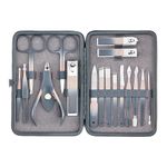 Beauté Secrets Nail Cutter Set – 17-in-1 Manicure Pedicure Kit for Men & Women | Premium Stainless Steel Nail Clipper Set with Cuticle Trimmer, Grooming Tools & Leather Case | Gift for Men, Nail Art Kit, Grey