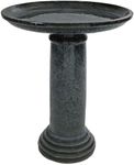 Sunnydaze Toulon 24.5" H Outdoor Ceramic Bird Bath - UV- and Frost-Resistant - Pedestal Design - Black Mist