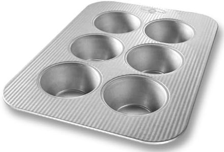 USA Pan Jumbo Texas Muffin Pan, 6 Well, Nonstick & Quick Release Coating, Aluminized Steel