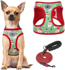BEAUTYZOO Step in Dog Harness and Leash Set,Reflective Dog Harness No Pull No Choke Puppy Harness for Small Medium Large Dogs Cats,Soft Padded Mesh Vest Harnesses for Girl and Boy Pets,Christmas M
