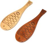 Honbay 2PCS Wooden Rice Paddle Cute Fish Shaped Rice Spoon Heat Resistance Rice Spatula Rice Scooper Cooking Utensil for Rice Potato Salads Desserts (2 Color)