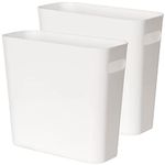 Youngever 2 Pack 5.5L Slim Trash Can, Re-usable 5.5L Plastic Garbage Container Bin, Small Trash Bin with Handles for Home Office, Living Room, Study Room, Kitchen, Bathroom (White)