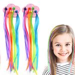 Ghelonadi Hair Braids Extensions for Kids Girl, Braided Hair Styling Tools Rainbow Hair Tinsel, Color Synthetic Hair Piece with Hair Clips for Cosplay School Performance Party Dance - 12pc, Multi.