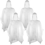 SOL 4pk Rain Poncho, Clear Waterproof Coats, Raincoats, and Capes for Adults, Women, and Men, Disposable Plastic Rain Cover, Compact and Portable, Ideal for Travel, Festivals, and Outdoor Events