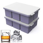 Mossime Large Ice Cube Moulds: 2 Packs Extra Large Ice Cube Tray with Lid - 2 Inch Easy Release Silicone Ice Cube Trays - BPA Free Big Ice Cube Mould for Whiskey & Cocktail Reusable Ice Cubes (Purple)