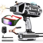 Handheld Welding Machine 110V with Auto Darkening Goggles: Portable IGBT Inverter ARC Welder Gun Stick Welder - 6 Variable Current Adjustment for 3/32"-1/8" Rods and DIY,Professional Use,Repair(Grey)