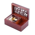 Wood Music Box Miniature Hollow 18 Note Wind Up Music Box & Make up Case & Jewelry Box Crafts Gift Home Decoration (Gold/for Elise)