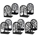 EOOUT Bookends for Shelves Decorative, 5 Pairs of Tree Bookends Supports, Black Metal Book Stoppers for Heavy Books, Heavy Duty Book Ends for Home Office School.