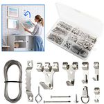 DazSpirit 250 PCS Silver Picture Hanging kit, Picture Hooks, Picture Hanging Hooks, Photo Hangers kit, Picture Frame Hangers with Wall Nails, Hanging Wire, Saw Tooth, D Ring, Screw Eyes