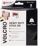 VELCRO Brand | Heavy Duty Stick On Tape | Cut-to-Length Industrial Extra Strong Double Sided Hook & Loop Self Adhesive Tape Perfect for Room Décor & Home, Office, Garage Use | Black | 50mm x 2.5m