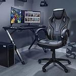 X-Rocker Maverick Gaming Chair, Ergonomic Racing Desk Chair with Armrest, Computer Swivel Chair with Back Support, Adjustable Height, Comfortable Chair with Lumbar Support Curve - BLACK/GOLD